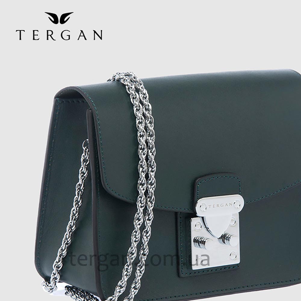 Сумка Женская TERGAN 78972 кожаная на цепочке на плечо YESIL ANALIN Зеленый