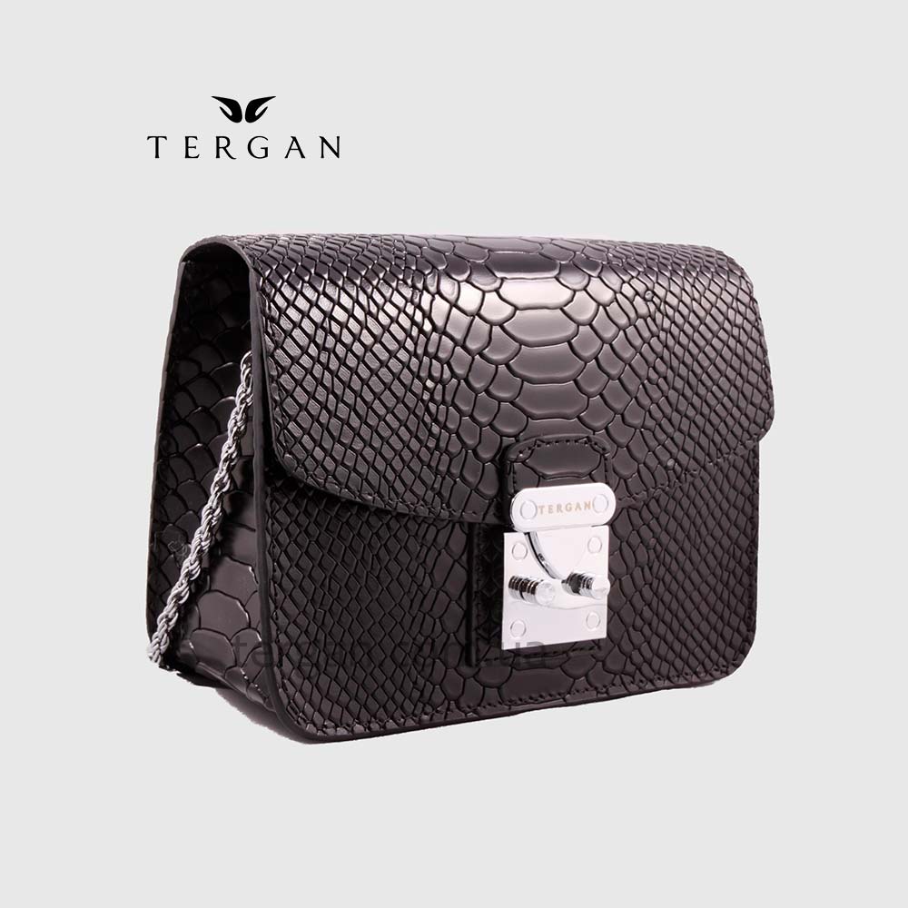 Сумка Женская TERGAN 78972 кожаная на цепочке на плечо SIYAH PITON