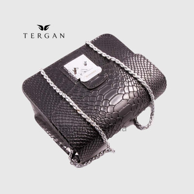 Сумка Женская TERGAN 78972 кожаная на цепочке на плечо SIYAH PITON