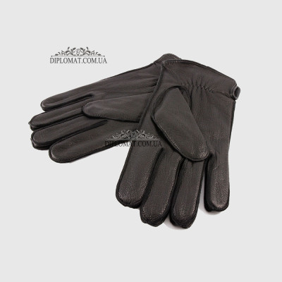 Перчатки мужские MFK Gloves M233 Кожа оленя Шерстяная подкладка Черные DEER BLACK Размер 10,5  Черный
