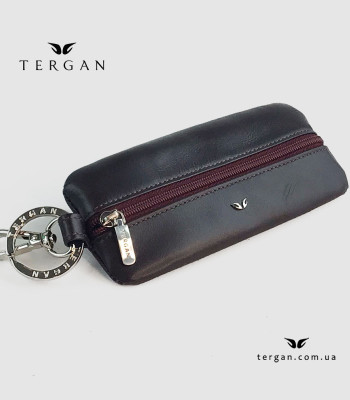 Ключница TERGAN 0192 Кожаная на Одно отделение с кольцом Закрывается на молнию  BORDO RUSTIC