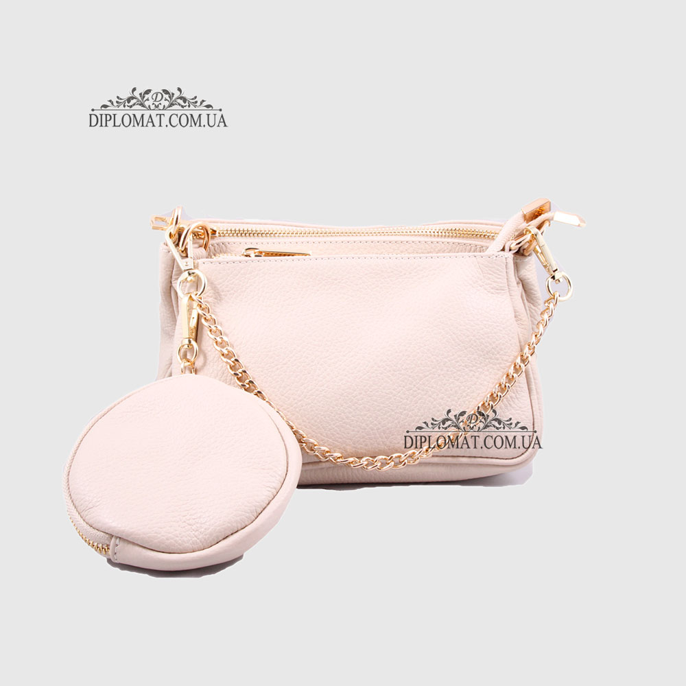 Сумка Женская Кожаная EMANUELA FERRETTI 85497D  BEJ floater Белый/Бежевый