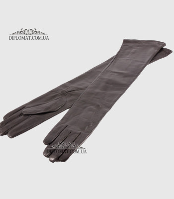 Перчатки женские Кожа Ягненок Длинные 55 см Подкладка Шелк HARMON 2097 ЧерныйLAMB BLACK Размер 6,5