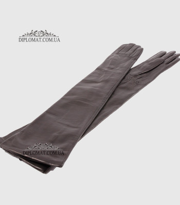 Перчатки женские Кожа Ягненок Длинные 55 см Подкладка Шелк HARMON 2097 ЧерныйLAMB BLACK Размер 6,5