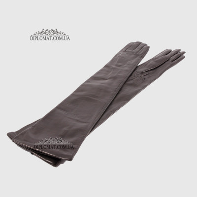 Перчатки женские Кожа Ягненок Длинные 55 см Подкладка Шелк HARMON 2097 Черный SMOOTH SKIN size 6,5 Черный