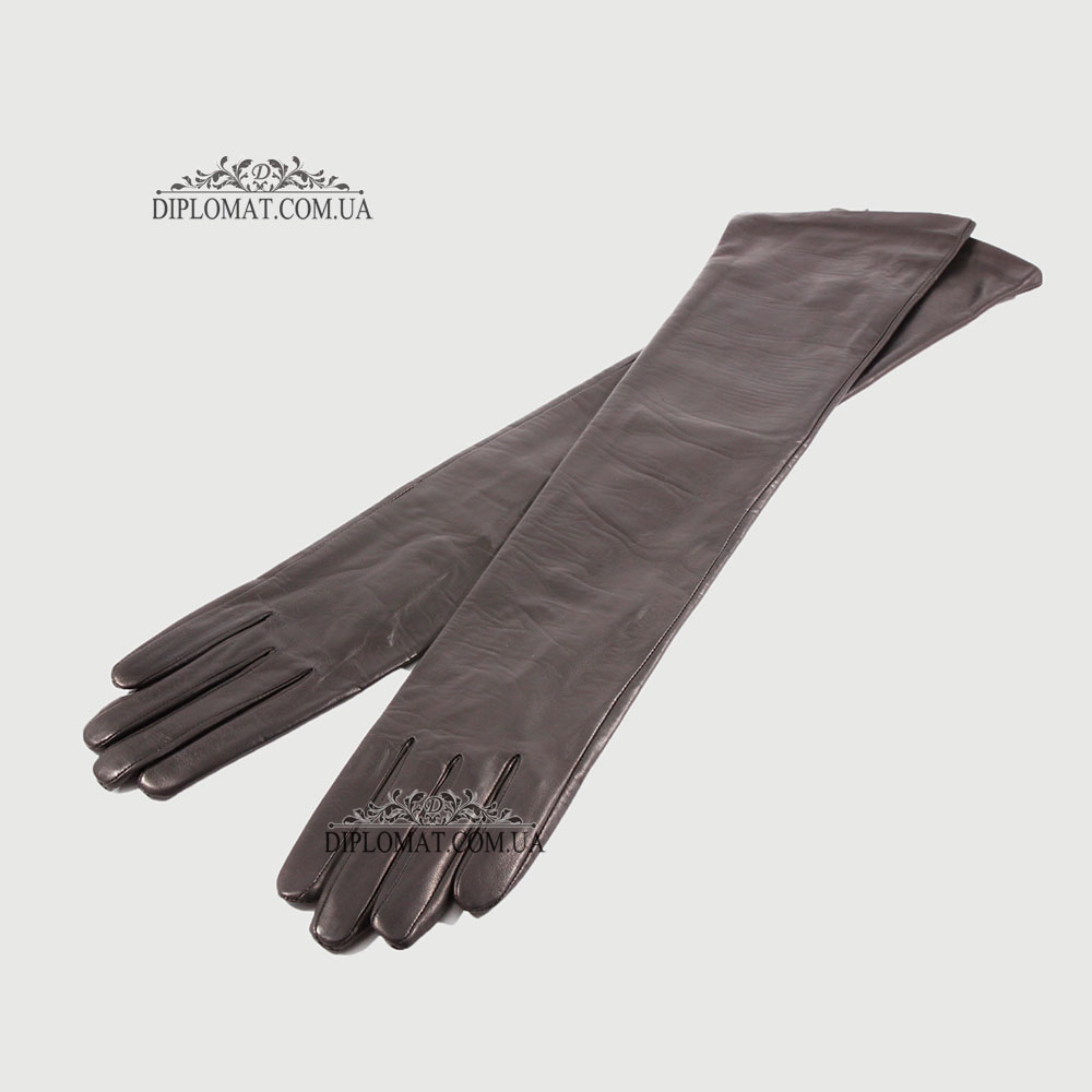 Перчатки женские Кожа Ягненок Длинные 55 см Подкладка Шелк HARMON 2097 Черный SMOOTH SKIN size 6,5 Черный