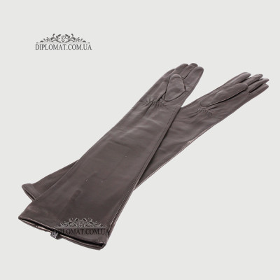 Перчатки женские Кожа Ягненок Длинные 55 см Подкладка Шелк HARMON 2097 Черный SMOOTH SKIN size 6,5 Черный