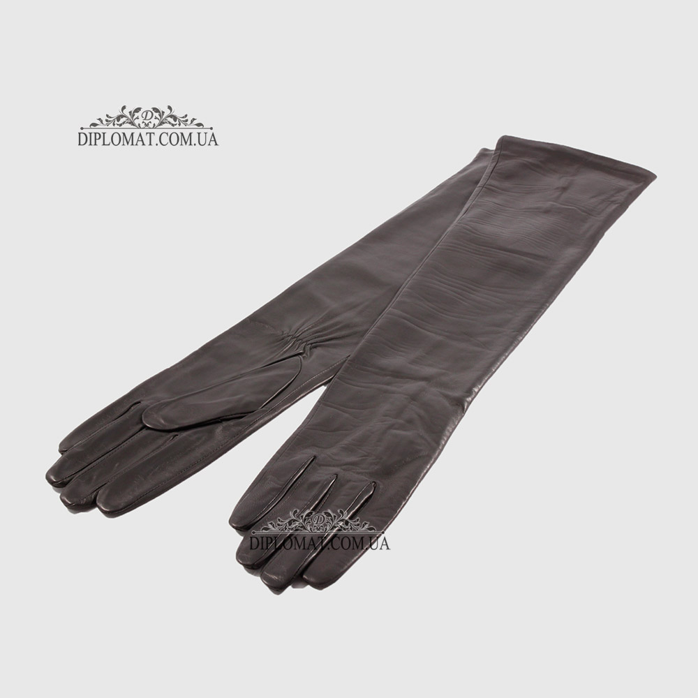 Перчатки женские Кожа Ягненок Длинные 55 см Подкладка Шелк HARMON 2097 Черный SMOOTH SKIN size 8 Черный