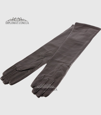 Перчатки женские Кожа Ягненок Длинные 55 см Подкладка Шелк HARMON 2097 ЧерныйLAMB BLACK Размер 8