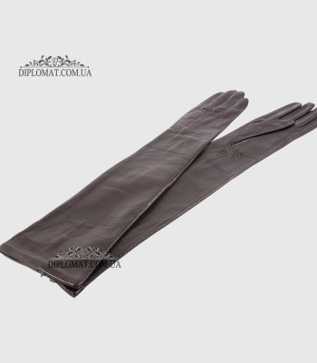 Перчатки женские Кожа Ягненок Длинные 55 см Подкладка Шелк HARMON 2097 ЧерныйLAMB BLACK Размер 8