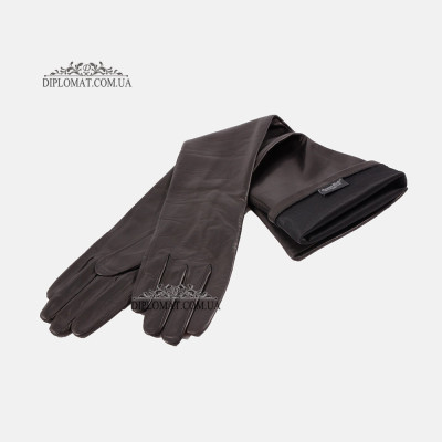 Перчатки женские Кожа Ягненок Длинные 55 см Подкладка Шелк HARMON 2097 Черный SMOOTH SKIN size 8 Черный