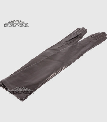 Перчатки женские Кожа Ягненок Длинные 55 см Подкладка Шелк HARMON 2097 ЧерныйLAMB BLACK Размер 6