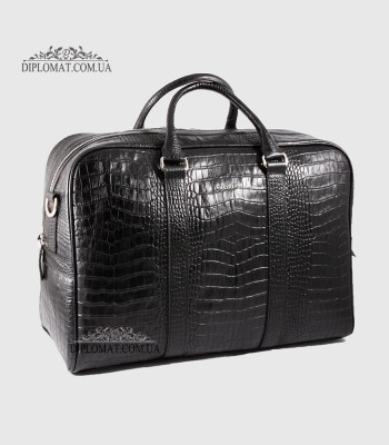 Сумка Дорожная Кожаная GUARD 10134 CROCO BLACK
