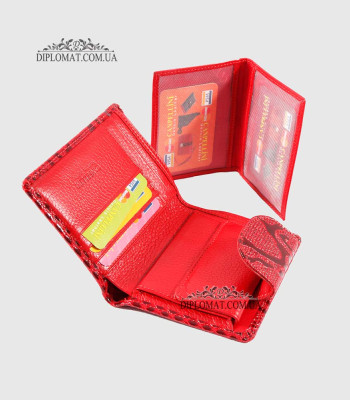 Кошелек женский CANPELLINI 967 Кожаный Среднего размера На кнопкеP326 RED LAK Красный