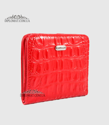 Кошелек женский CANPELLINI 718 Маленький Кожаный На кнопкеP415 RED CROCO Красный