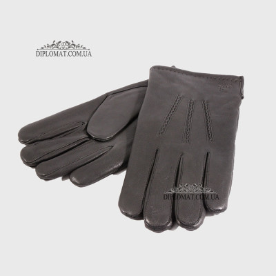 Перчатки мужские Кожаные Олень Подкладка Шерсть HARMON 656 Черный DEER BLACK 10 Черный