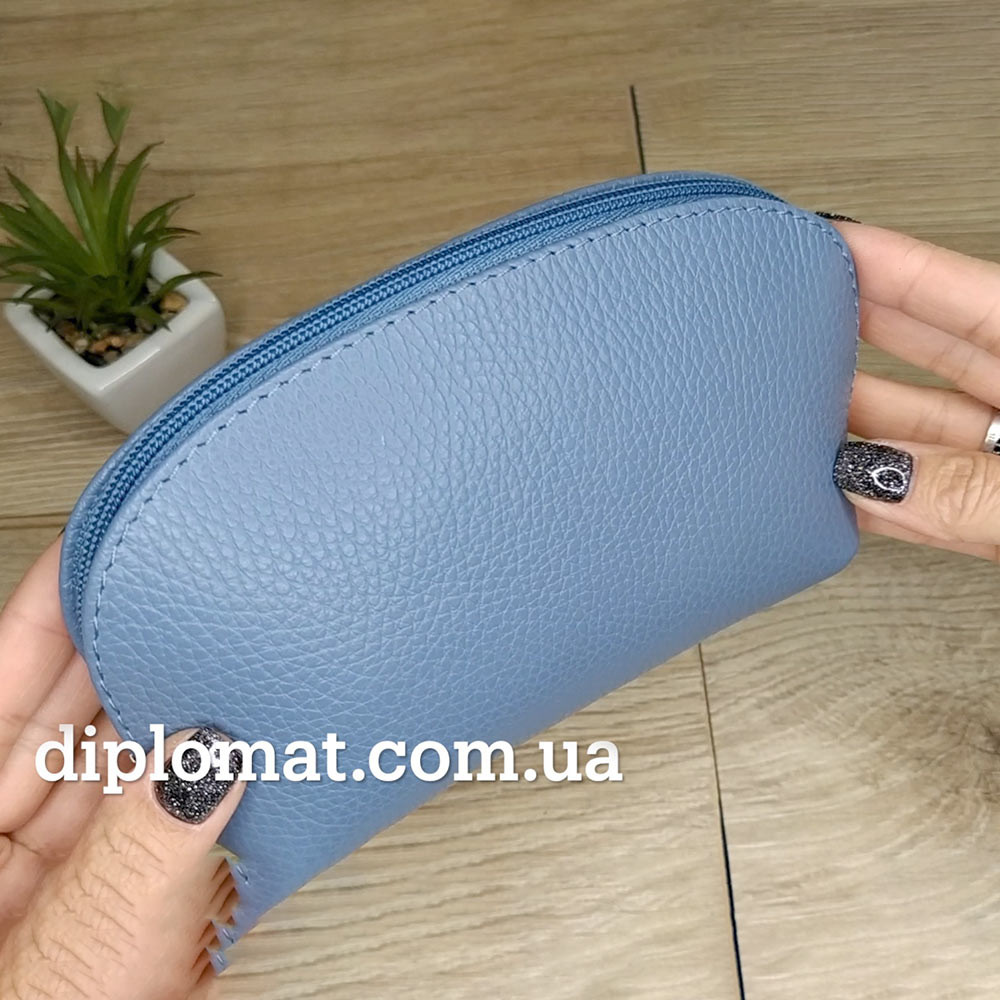 Косметичка женская GIADA PELLE 0028 Кожаная Среднего размера На одно отделение  L.BLUE floater Синий