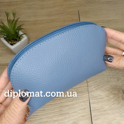 Косметичка женская GIADA PELLE 0028 Кожаная Среднего размера На одно отделение  L.BLUE floater Синий
