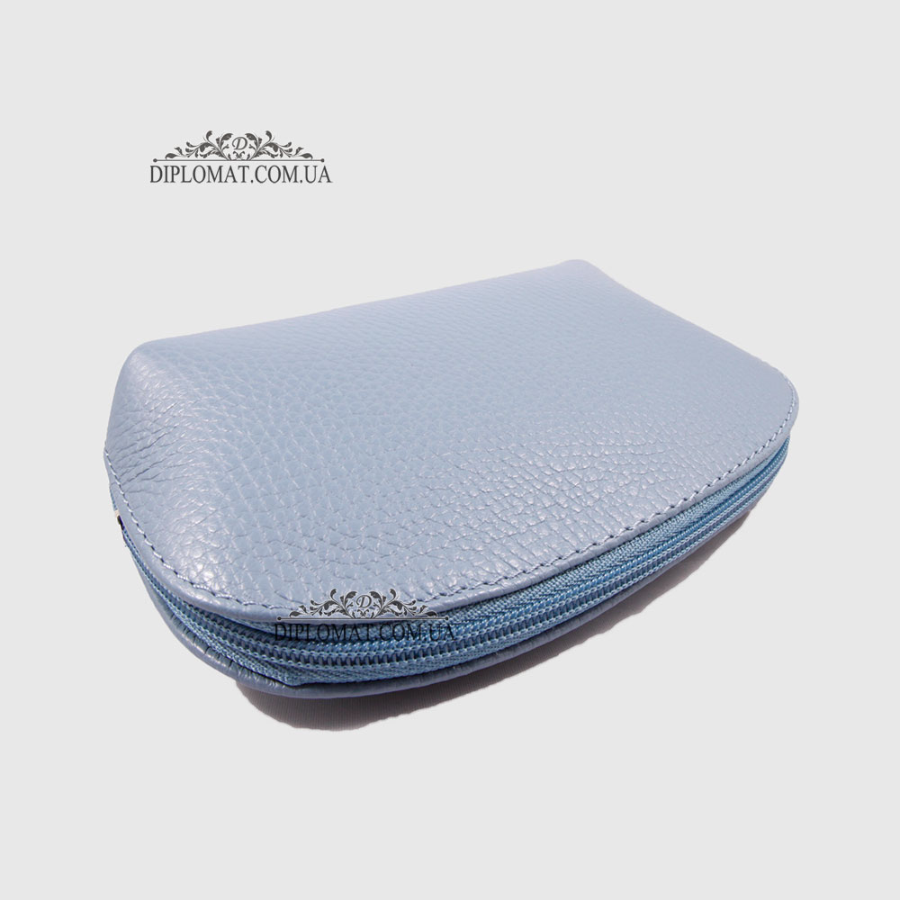 Косметичка женская GIADA PELLE 0028 Кожаная Среднего размера На одно отделение  L.BLUE floater Синий