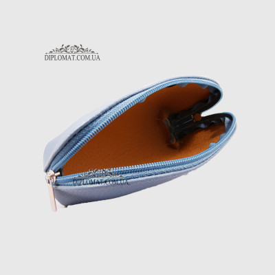 Косметичка женская GIADA PELLE 0028 Кожаная Среднего размера На одно отделение  L.BLUE floater Синий