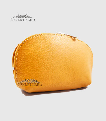 Косметичка женская GIADA PELLE 0028 Кожаная Среднего размера На одно отделение MUSTARD floater