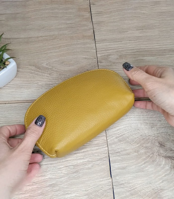 Косметичка женская GIADA PELLE 0028 Кожаная Среднего размера На одно отделение MUSTARD floater