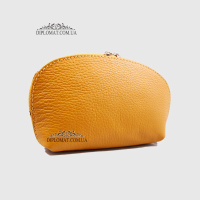 Косметичка женская GIADA PELLE 0028 Кожаная Среднего размера На одно отделение  MUSTARD floater Горчичный