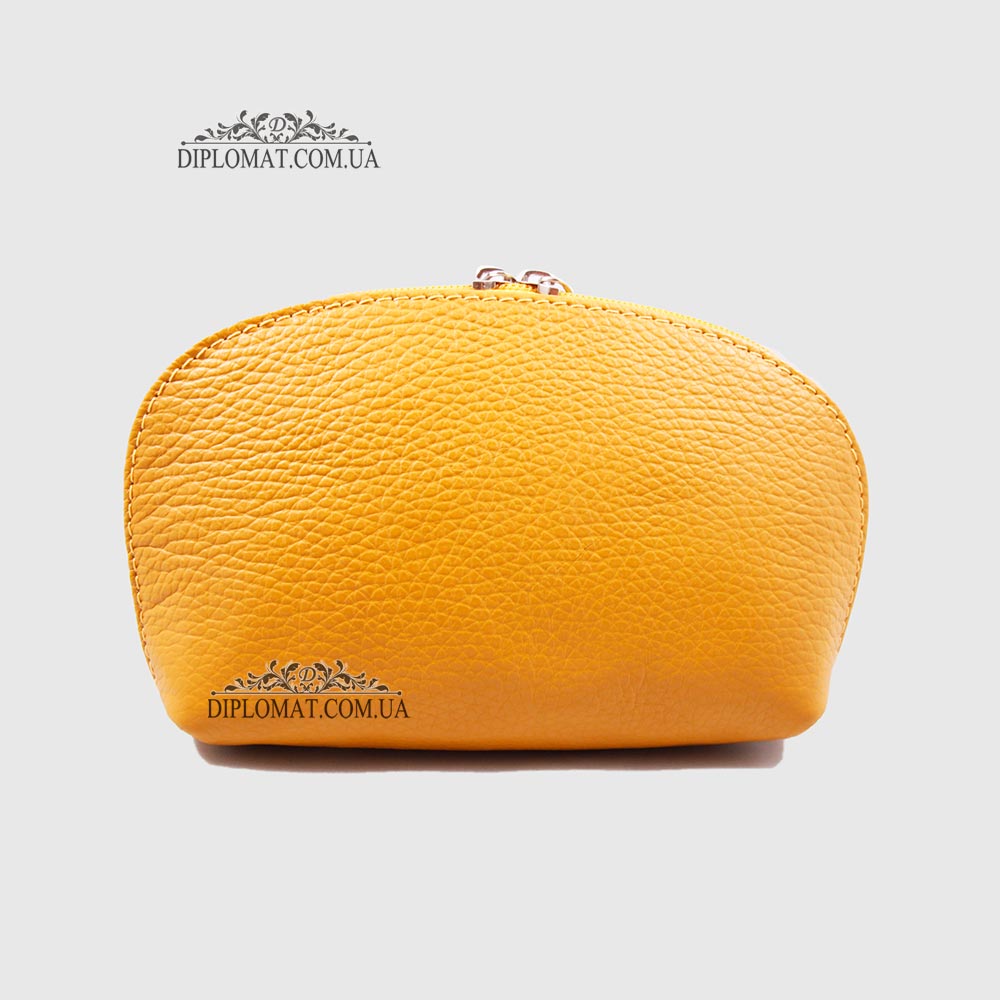 Косметичка женская GIADA PELLE 0028 Кожаная Среднего размера На одно отделение  MUSTARD floater Горчичный