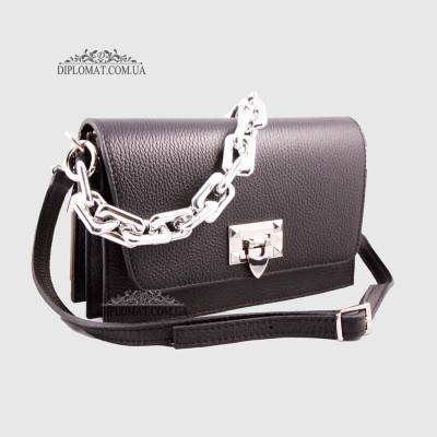 Сумка Женская Кожаная EMANUELA FERRETTI 85510 Chain  BLACK floater Черный