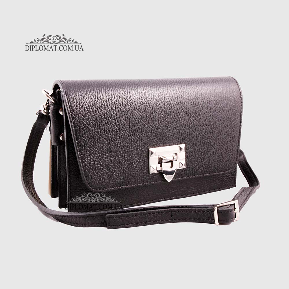 Сумка Женская Кожаная EMANUELA FERRETTI 85510 Chain  BLACK floater Черный