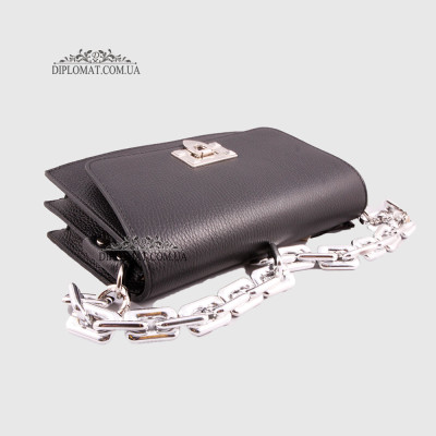 Сумка Женская Кожаная EMANUELA FERRETTI 85510 Chain  BLACK floater Черный
