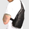 Сумка-слинг рюкзак через одно плечо HILL BURRY 6101 Crazy Horse Black