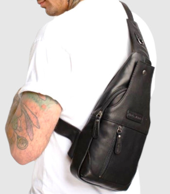 Сумка-слинг рюкзак через одно плечо HILL BURRY 6101 Crazy Horse Black