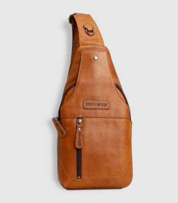 Сумка-слинг рюкзак через одно плечо HILL BURRY 6101 Crazy Horse L.Brown