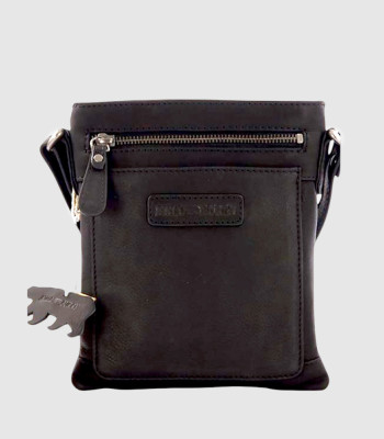 Небольшая компактная сумка через плечо HILL BURRY 3098HB Crazy Horse Black