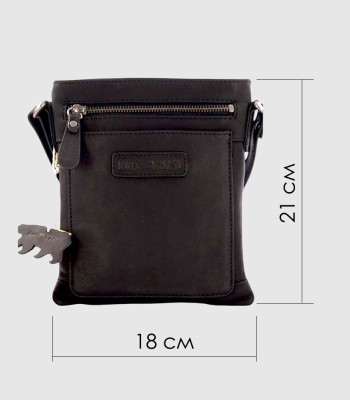 Небольшая компактная сумка через плечо HILL BURRY 3098HB Crazy Horse Black