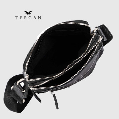 Сумка мужская TERGAN 21408 Кожаная  Через плечо Отделение на металлической молнии SIYAH LATIGO Черный Черный