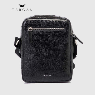 Сумка мужская TERGAN 21430 Кожаная Маленькая с ремнем Через плечо Отделение на металлической молнии  SİYAH BRİС / SİYAH RUSTIC Черный