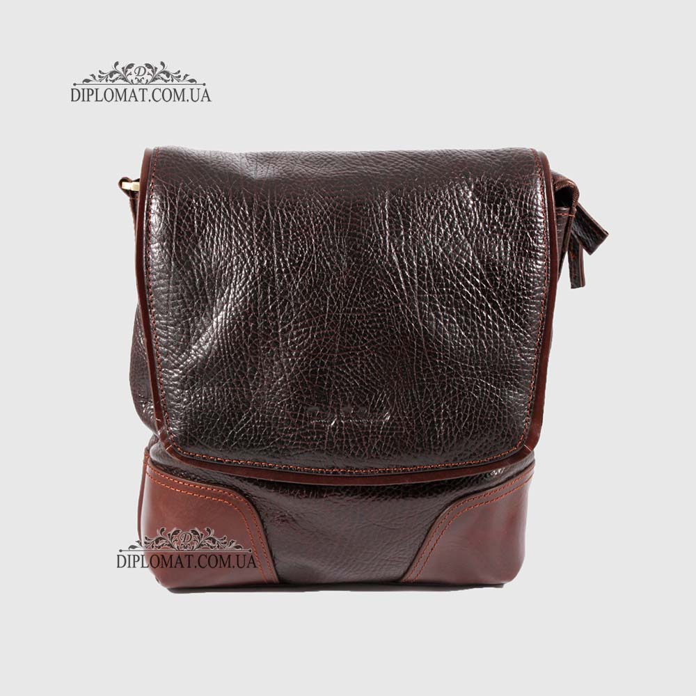 Сумка мужская TONY BELLUCCI T-5044 Кожаная Через плечо Среднего размера 886 D.BROWN Коричневый Коричневый