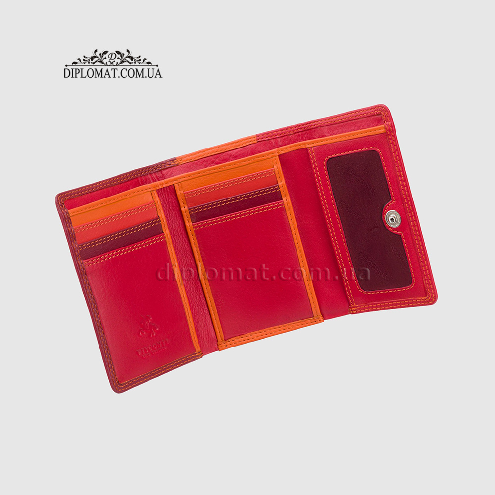 Кошелек женский кожаный VISCONTI RB39 Biola c RFID  Red/Multi Красный Мультиколор