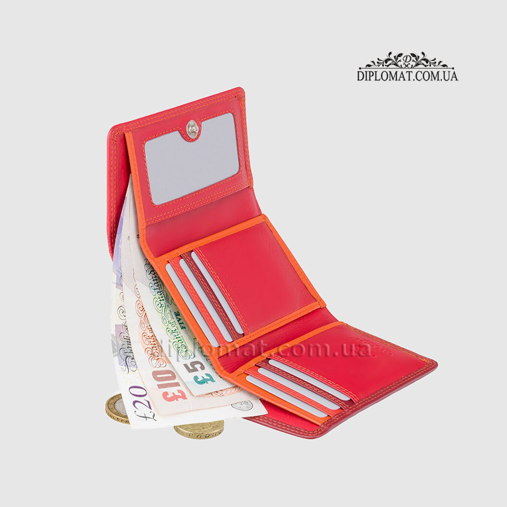 Кошелек женский кожаный VISCONTI RB39 Biola c RFID  Red/Multi Красный Мультиколор