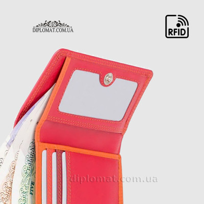 Кошелек женский кожаный VISCONTI RB39 Biola c RFID  Red/Multi Красный Мультиколор