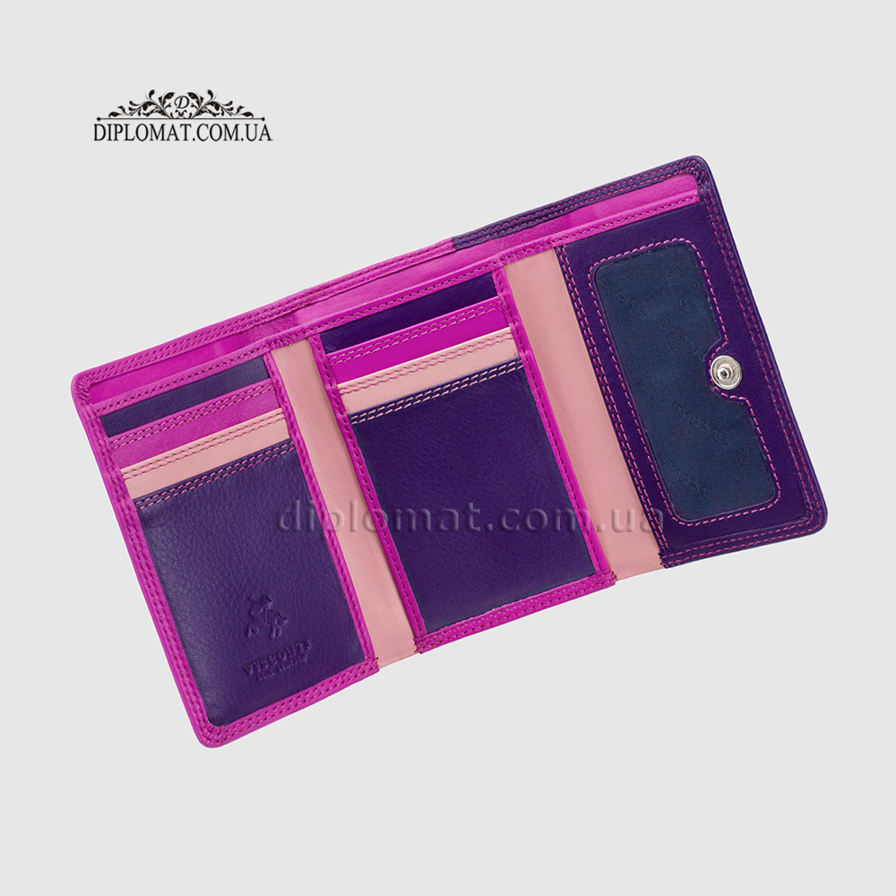 Кошелек женский кожаный VISCONTI RB39 Biola c RFID  Berry Multi  Розовый