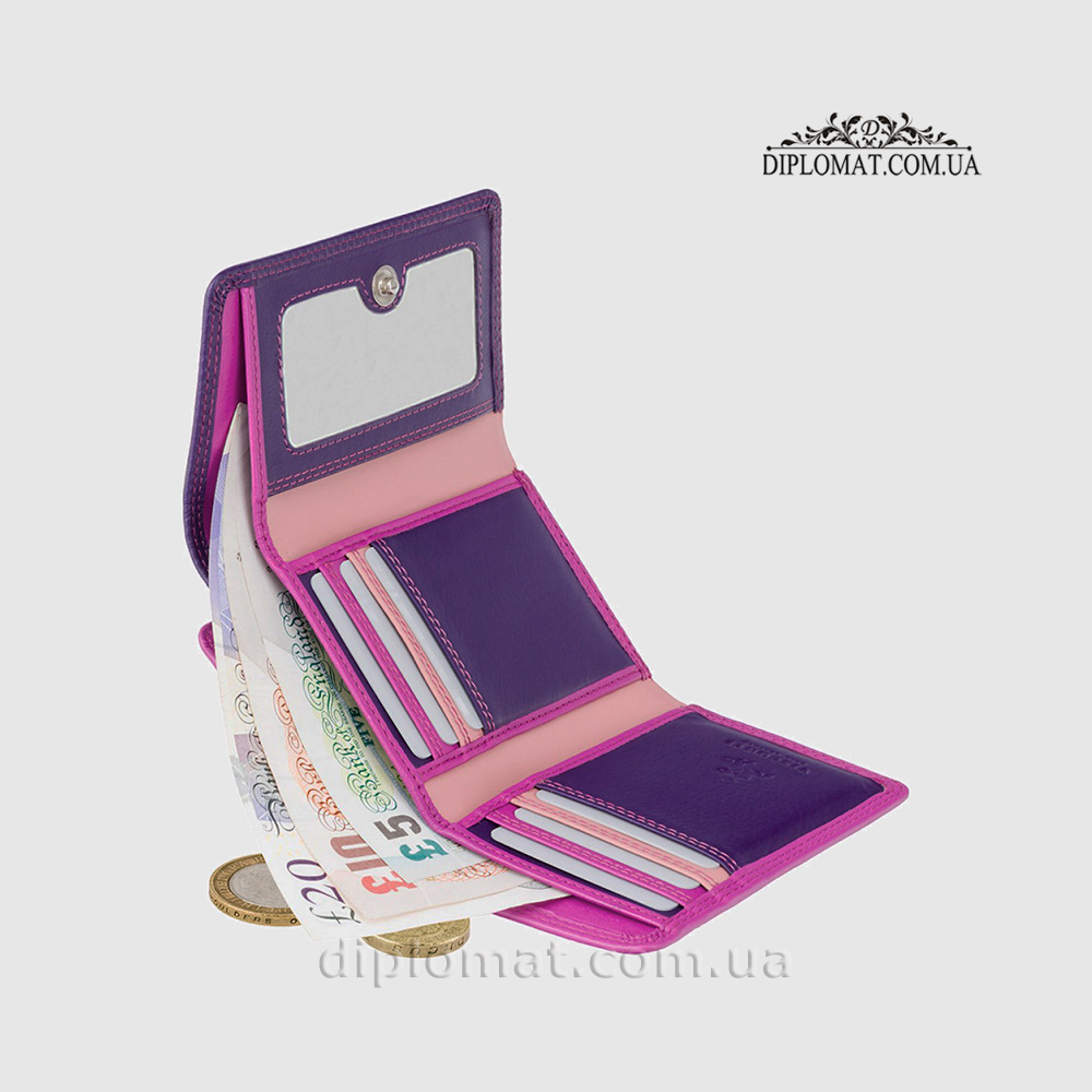 Кошелек женский кожаный VISCONTI RB39 Biola c RFID  Berry Multi  Розовый