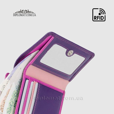 Кошелек женский кожаный VISCONTI RB39 Biola c RFID  Berry Multi  Розовый