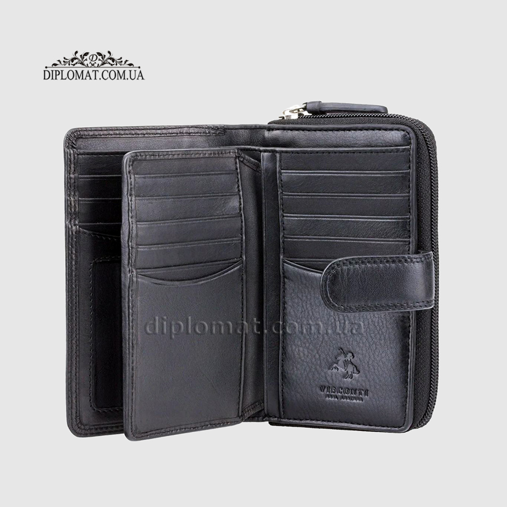 Кошелек женский VISCONTI HT33 Madame c RFID  Black Черный  Черный