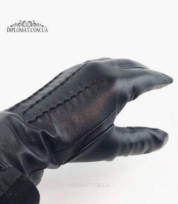 Перчатки кожаные мужские PAIDI M20-230-3 Черные Демисезонные На шерстяной подкладке LAMB BLACK Размеры  11-13