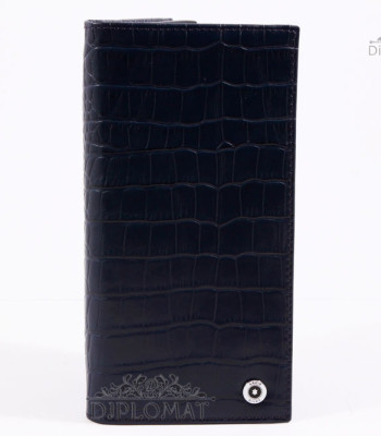 Кошелек для телефона мужской из натуральной кожи на магните KARYA 1097 58 D.BLUE CROCO