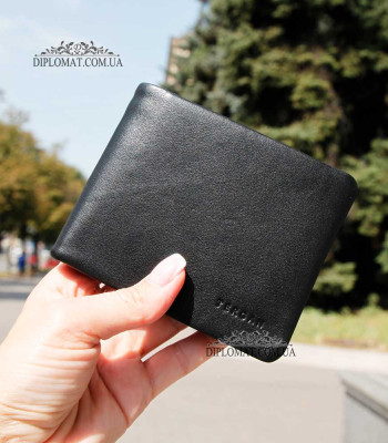 Кошелек мужской TERGAN 1590 Кожаный с Отделением для крупных купюр на металлической молнии SIYAH NAPPA Черный