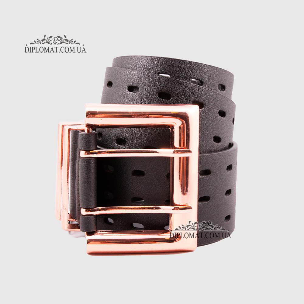 Ремень женский GIADA PELLE BELT 11122 Широкий Экокожа BLACK smooth Черный